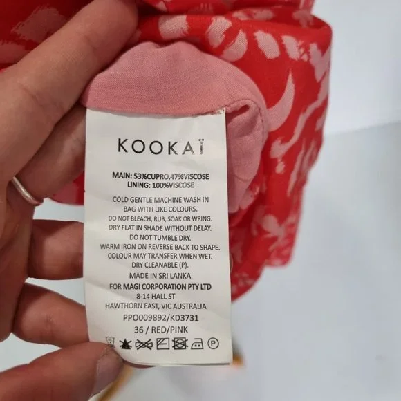 Kookai Rio Pink Sleeveless Abstract Print Drawstring Mini Dress Size 36 - Picture 8 of 8